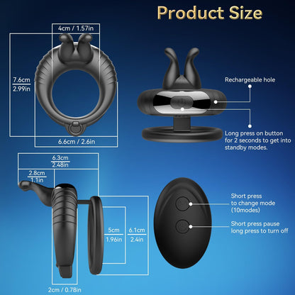 Bunny Penis Cock Ring with 10 Vibration Modes