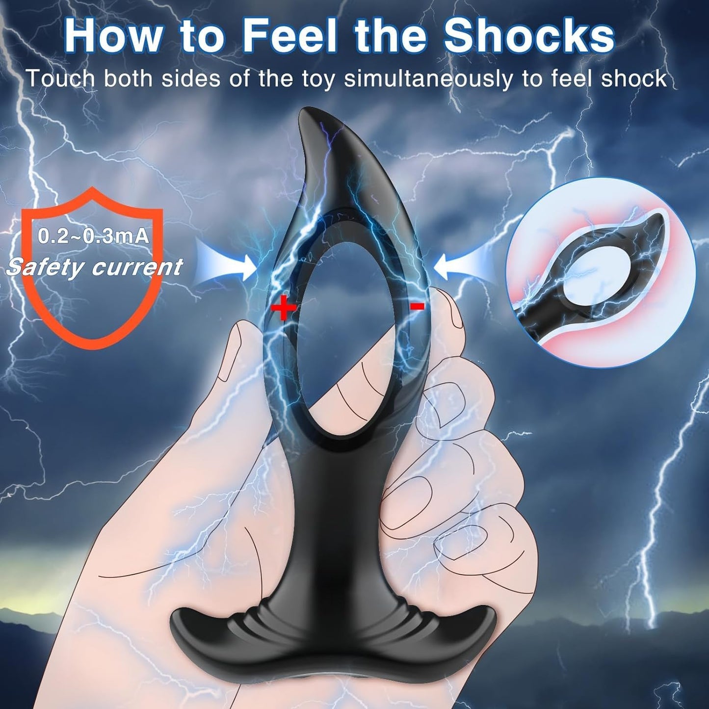 Anal Vibrator Butt Plug Prostate Massager with 3 Electric Shock & 7 Vibration Modes