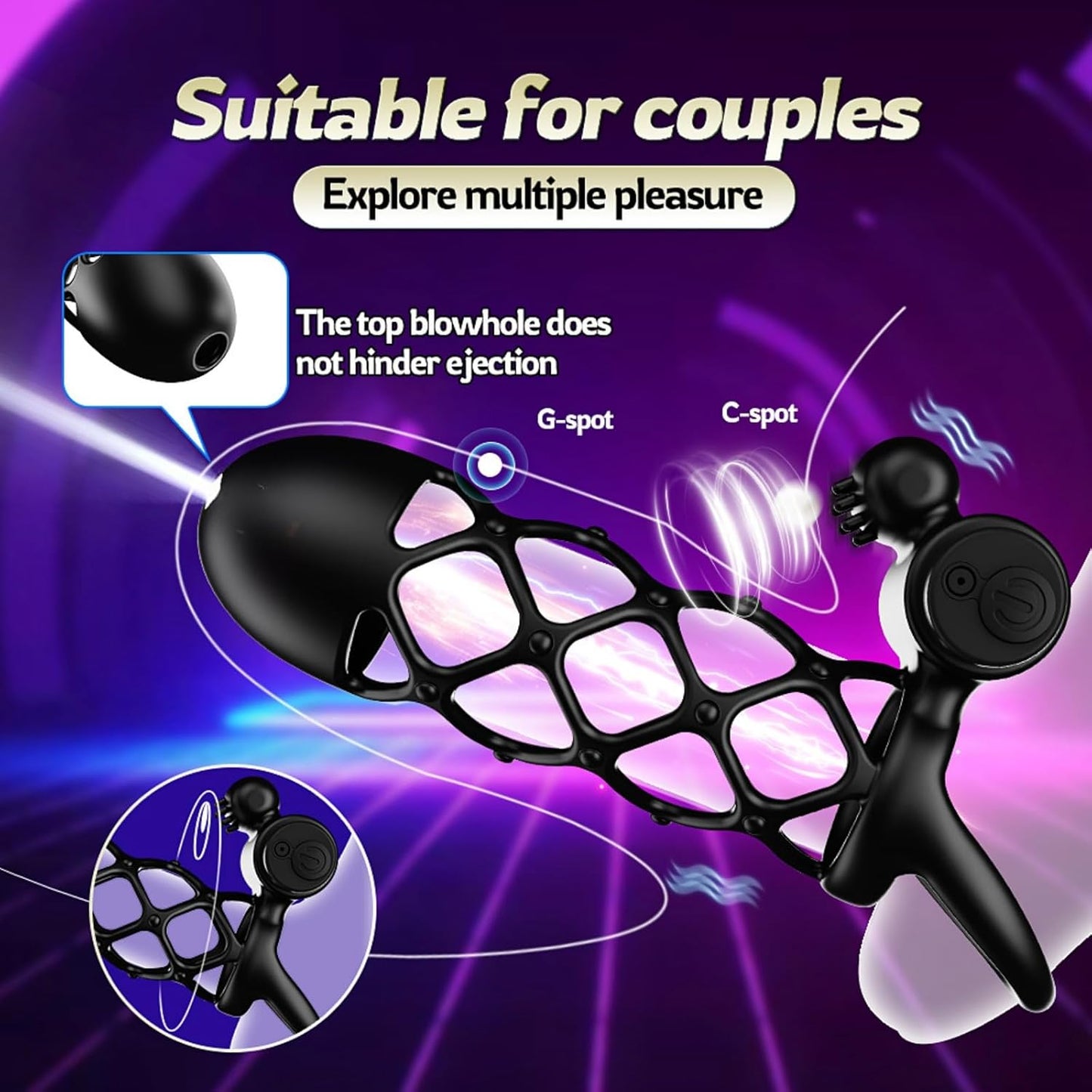 Electric Penis Trainer Vibrator Sleeve Glans Stimulation with 10 Vibration Modes