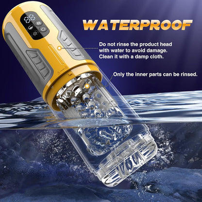 LCD Display Automatic Masturbator Penis Pump with 7 Rotating & Thrusting & Vibrating & Licking