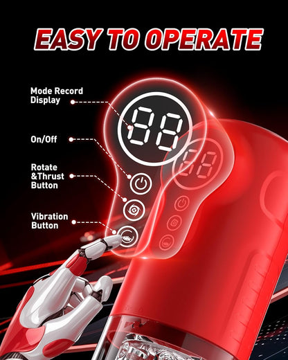 4 IN 1 Electric Masturbator Penis Pump Stroker with 7 Thrusting Rotating & Vibrating Modes