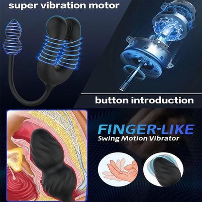 2 IN 1 Anal Vibrator Butt Plug Penis Ring Cockring with 10 Vibrations & Telescope