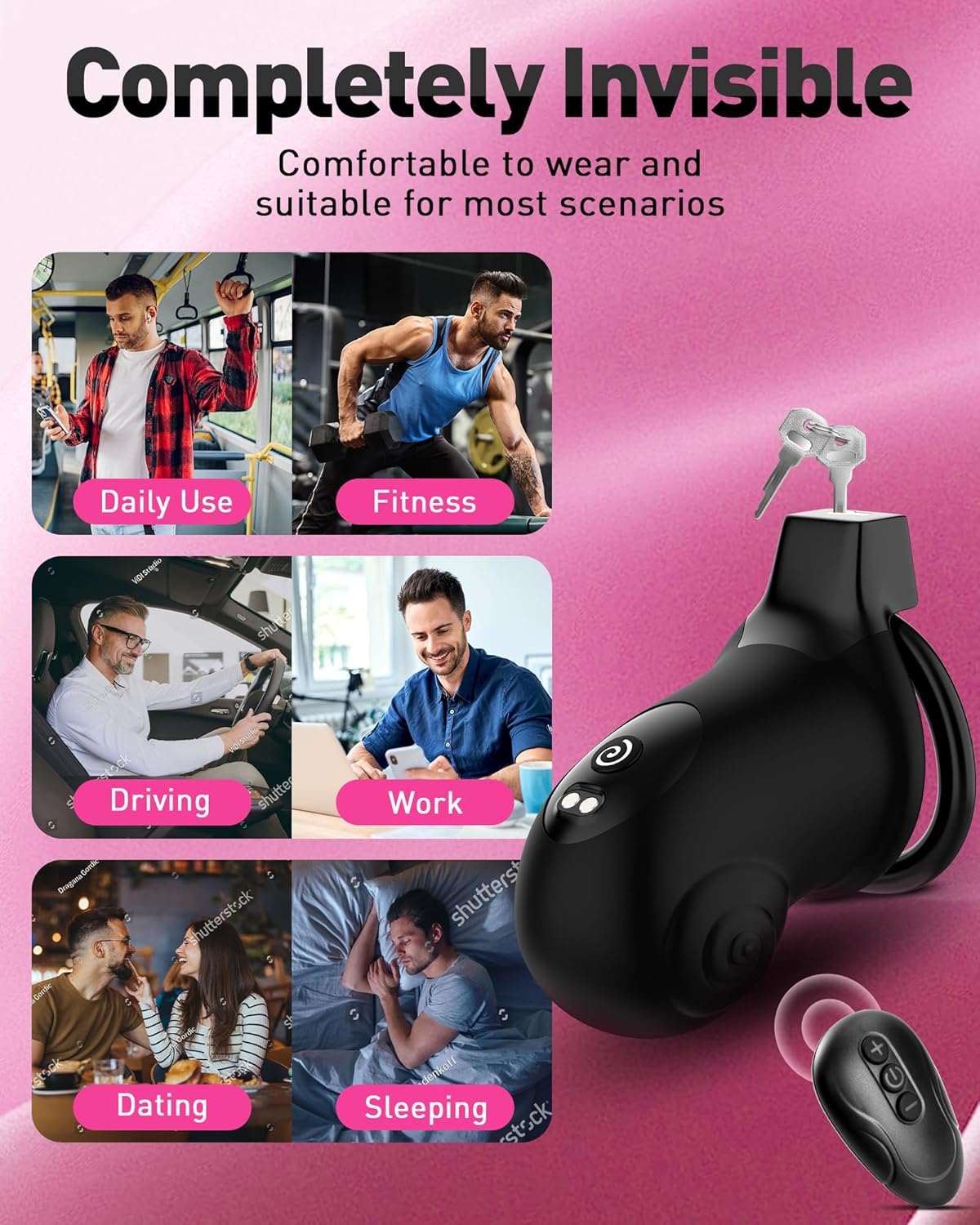 App Control Locking Chastity Cage Device Sex Toy with 8 Vibration Modes