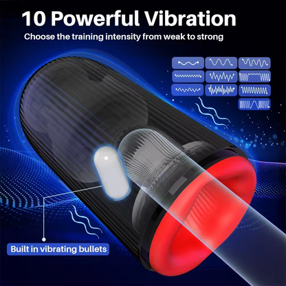 3 IN 1 Automatic Masturbator Penis Trainer with 10 Vibrating & 3 Rotating Modes