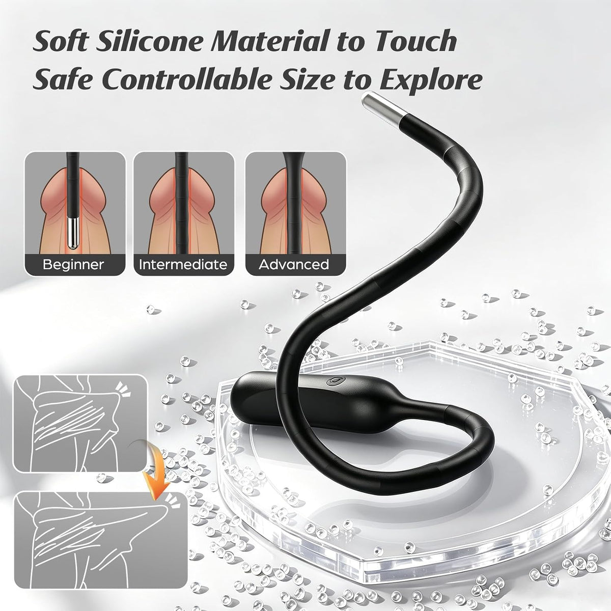 Sounding Rods Urethra Vibrator Penis Vibrator Plug Prostate Massager with 10 Vibration Modes
