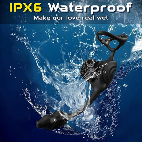 3 in 1 Anal Testicle Vibrator Penis Ring Prostate Stimulator Massager with 9 Vibration Modes