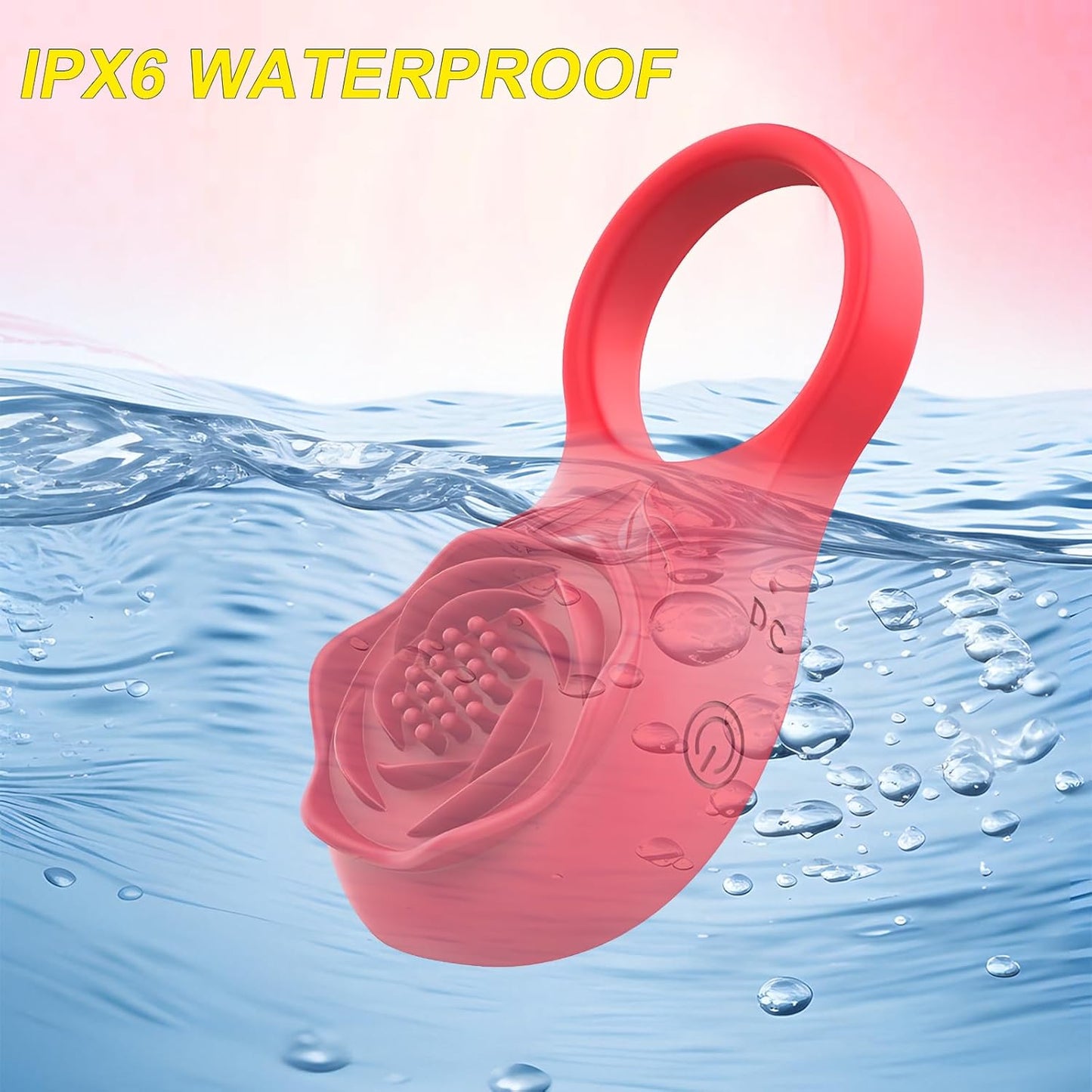 Rose Vibrator Clitoris Stimulator Penis Ring Testicle Massager with 9 Vibration Modes
