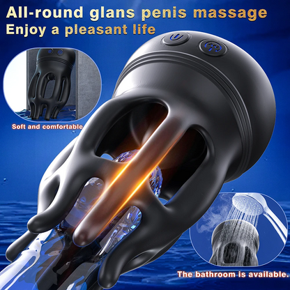 Glans Trainer Vibrator Penis Trainer Massage with 10 Vibration & Rotation Modes