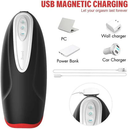 Electric Masturbator Stroker Blowjob Penis Trainer with 10 Vibration & Heating Modes