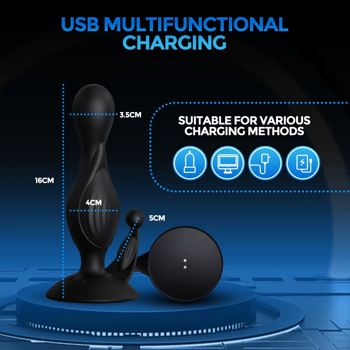 E-stim Pulse Anal Beads Butt Plug Vibrator SM Sex Toys