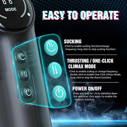 Masturbateur masculin automatique à affichage LED avec 4 modes de poussée, 4 succion et 10 modes de vibration 