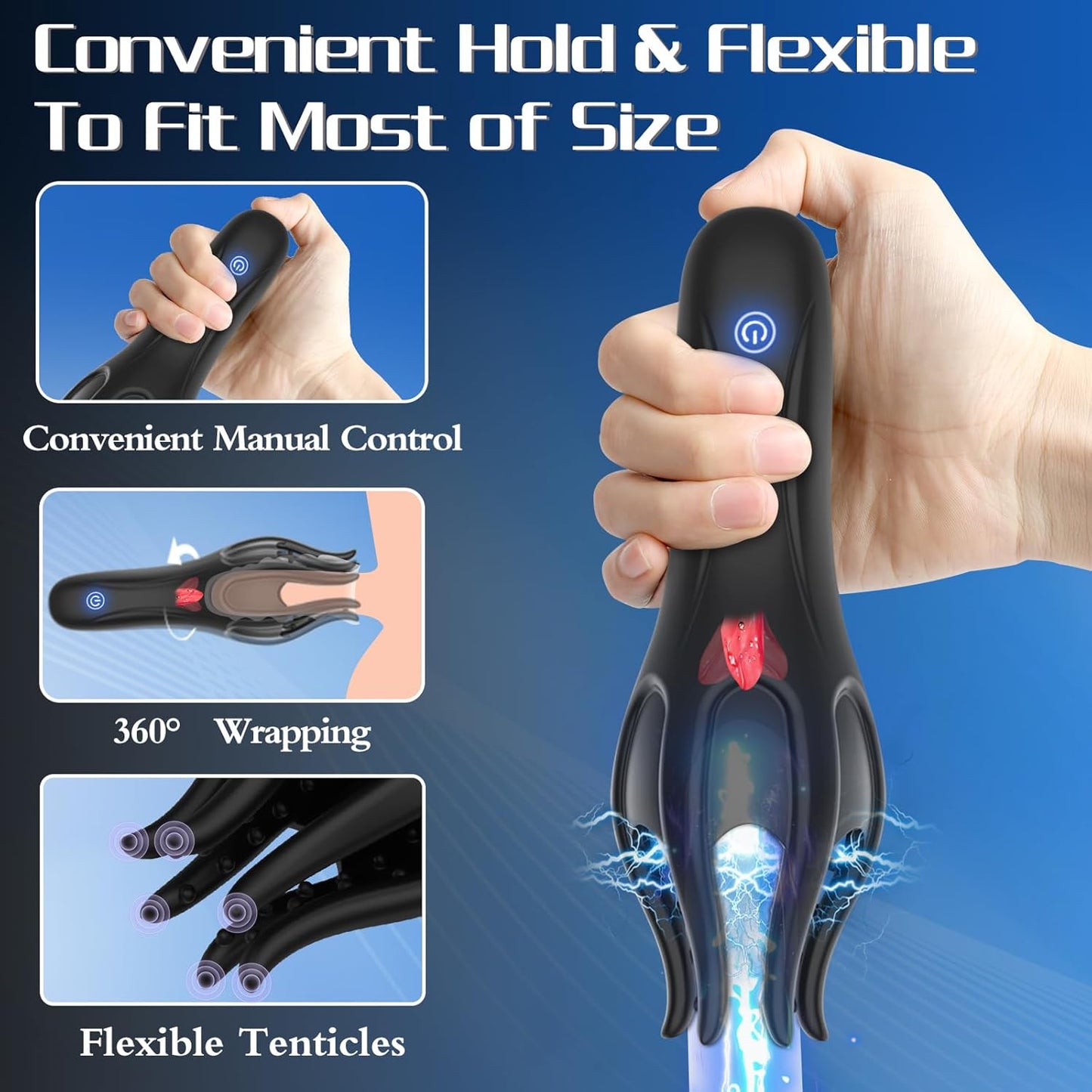 3 IN 1 Penis Vibrator Glans Trainer Masturbator with 10 Vibration & Licking Modes