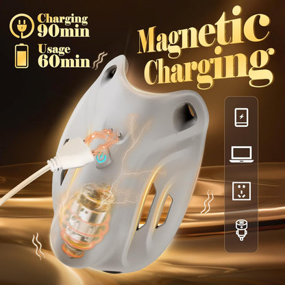 Portable Penis Cage Chastity Belt BDSM Protection Testicle Trainer with 9 Modes & APP Control
