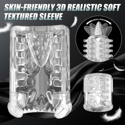 Automatic Masturbator Penis Pump with 7 Sucking Vibrating Thrusting Rotating & Licking Modes