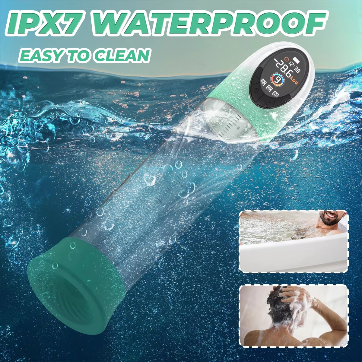 LCD Display Electric Vacuum Penis Pump with 4 Pressure & 9 Suction Modes