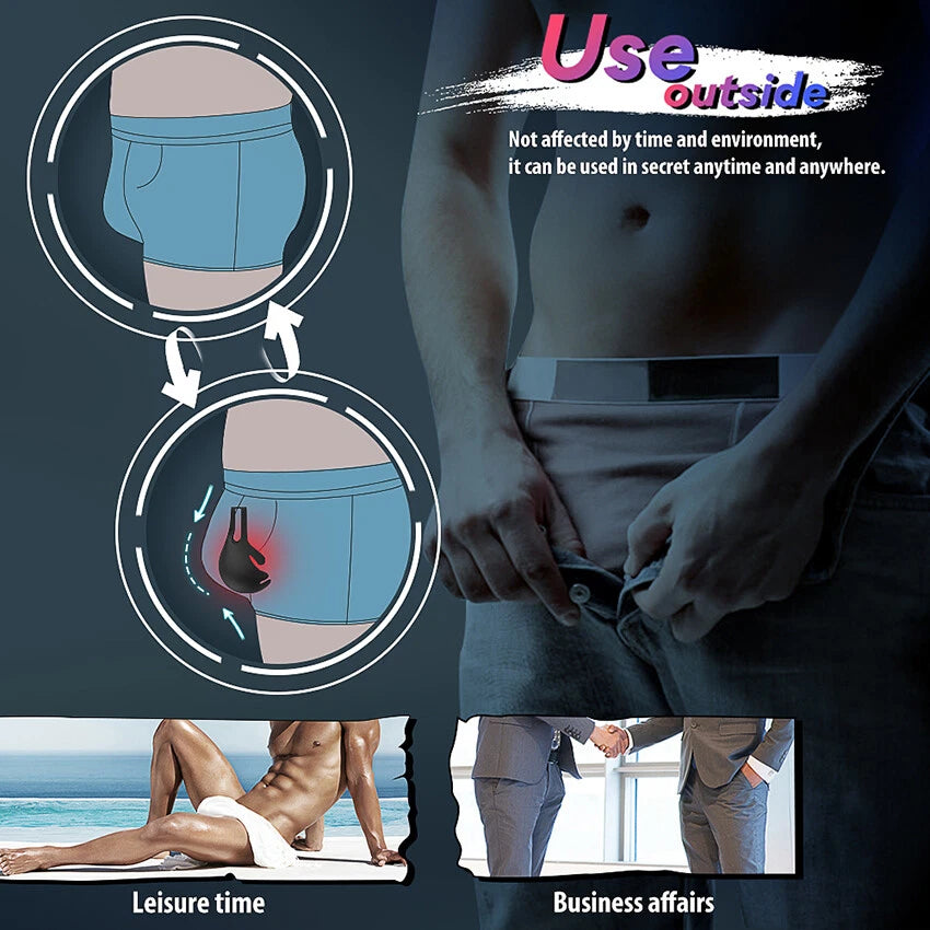 Scrotum Pouch Cock Ring Ball Stretcher Penis Trainer Enhancer Vibrator Delay Ejaculator