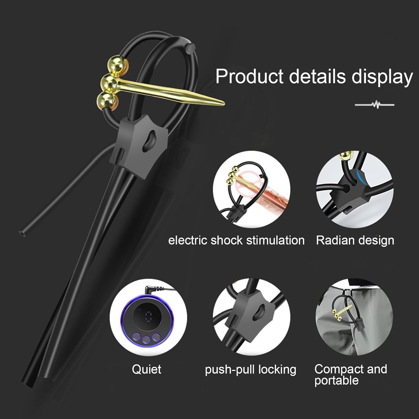 Electric Shock Cock Ring Plug Kit SM Male Chastity Cage Expander