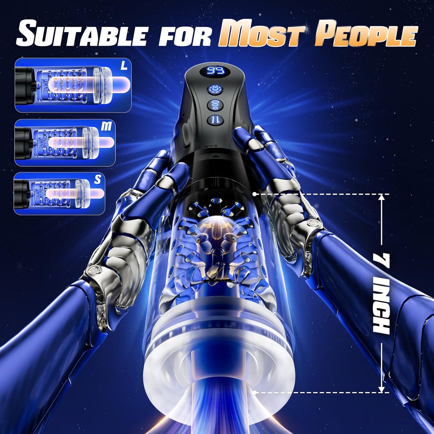 LCD Display Automatic Masturbator Penis Pump with 9 Thrusting & Rotating & Suction