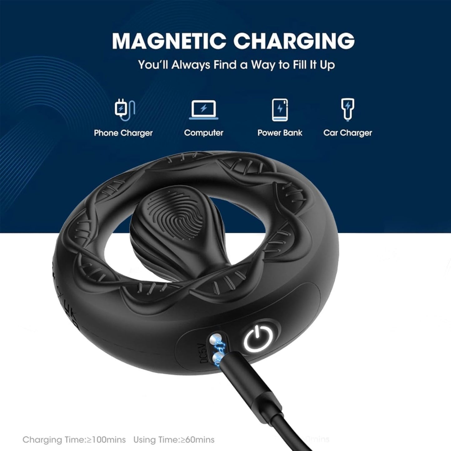 APP Pleasure Cock Ring Penis Vibrator Testicle Stimulator with 9 Vibration Modes