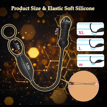 Anal Butt Plug Prostate Massager Testicle Stimulator with 9 Thrusting & Vibrating Modes