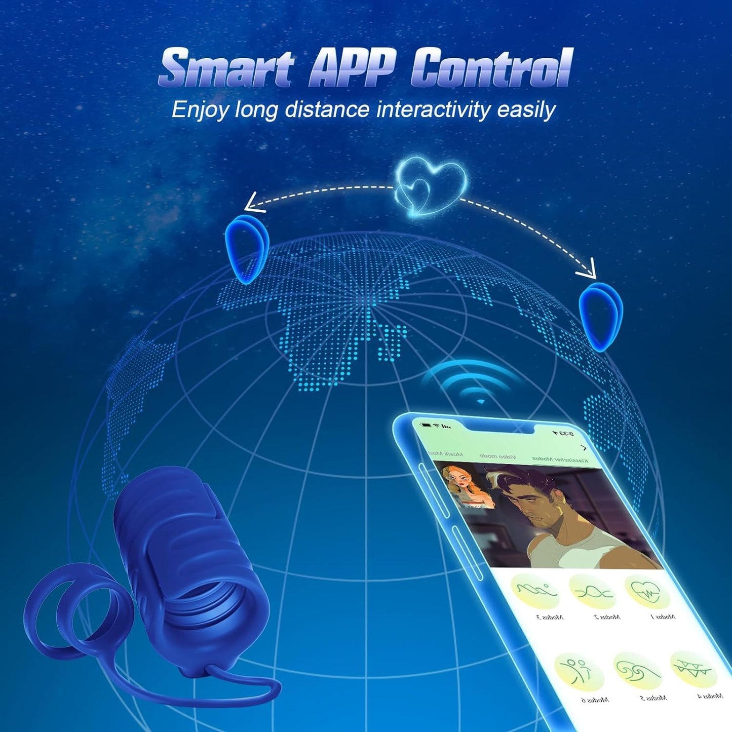 Lock Ring APP Control Penis Trainer Vibrator Cock Ring with 9 Powerful Vibration Modes