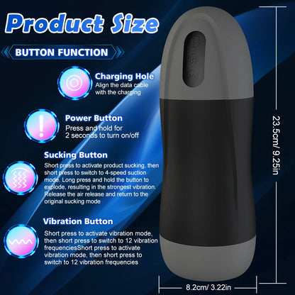 Automatic Masturbator Penis Stroker with 12 Vibrating & 4 Sucking Modes