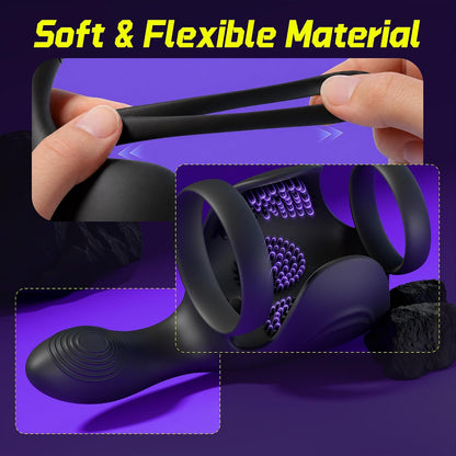 Testicle Cock Ring Penis Vibrator Stimulator Masturbator with10 Vibration Modes