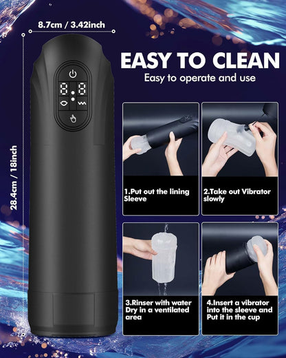 2 IN 1 Automatic Masturbator Blowjob Stroker Penis Pumps with 10 Vibrating & Suction