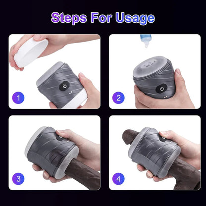 Double-ended Penis Trainer Vibrator Stroker Blowjob with 7 Vibration Modes