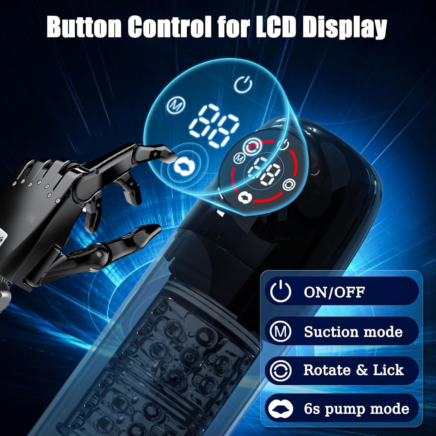 Automatic Masturbator Penis Pump Enlargers with 6s Vacuum Pump & 7 Rotating Sucking Licking