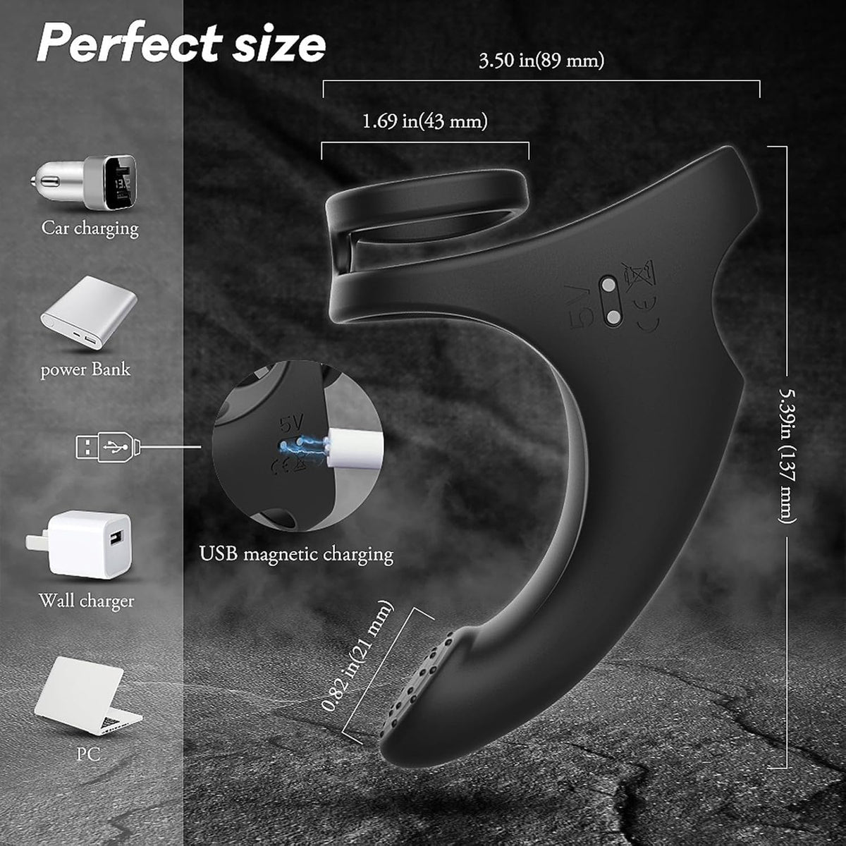 Erection Massager Penis Trainer Vibrator Cock Ring with 9 Powerful Vibration Modes