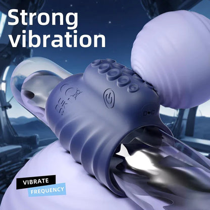 Penis Trainer Vibrator Cock Ring Sleeve Stimulator with 10 Vibration Modes