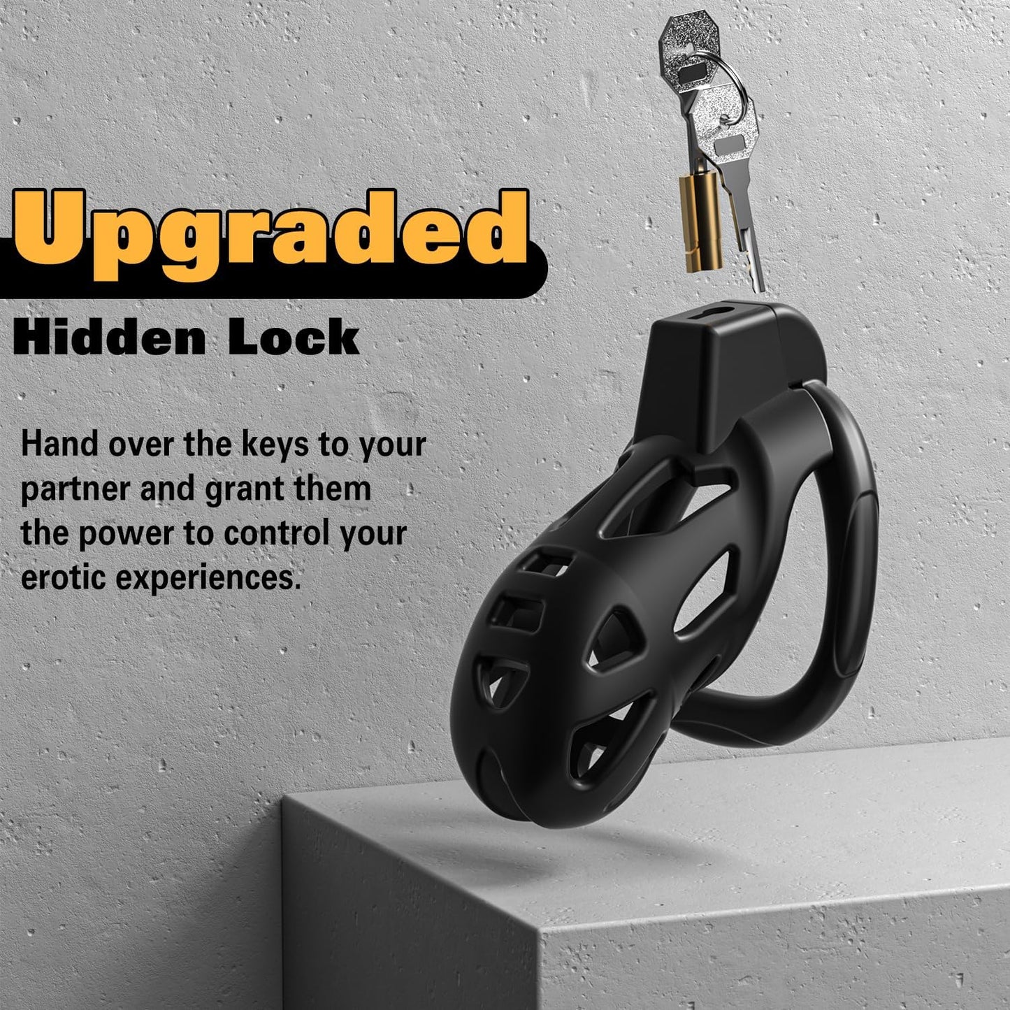 Invisible Lock Chastity Cage Device Lightweight Bondage Gear with 3 Ring Sizes