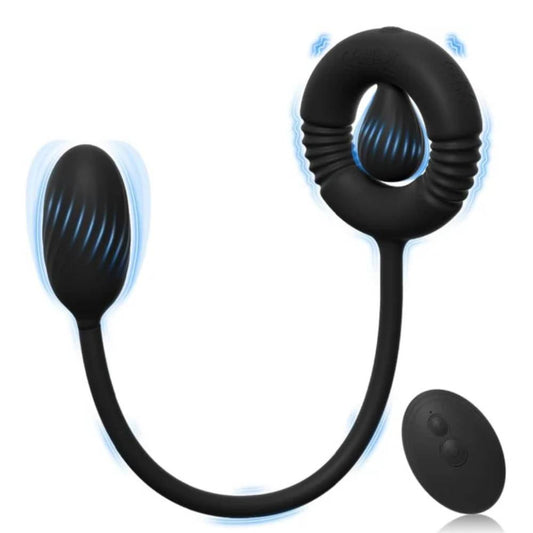 Prostate Massager Penis Trainer Cock Ring Anal Vibrator with 10 Vibrations Modes