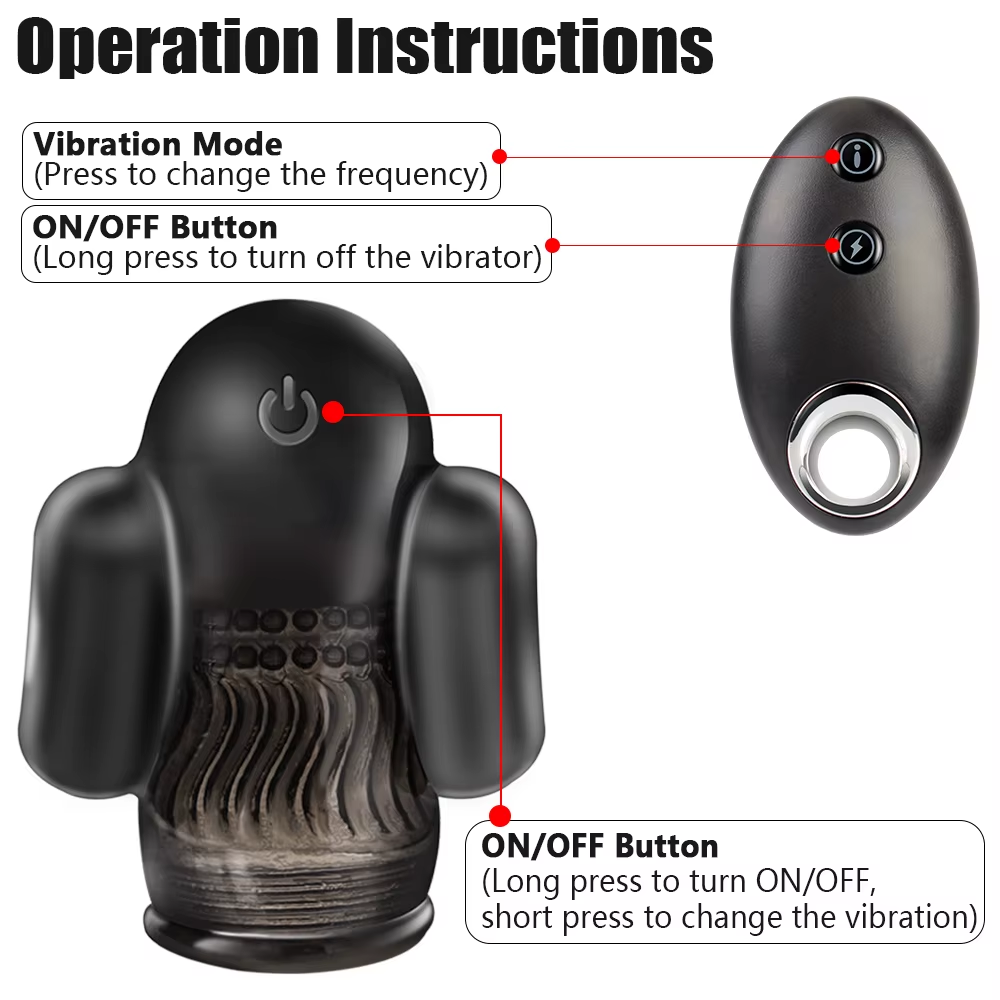 Electric Glans Trainer Penis Vibrator Masturbator with 8 Powerful Vibration Modes