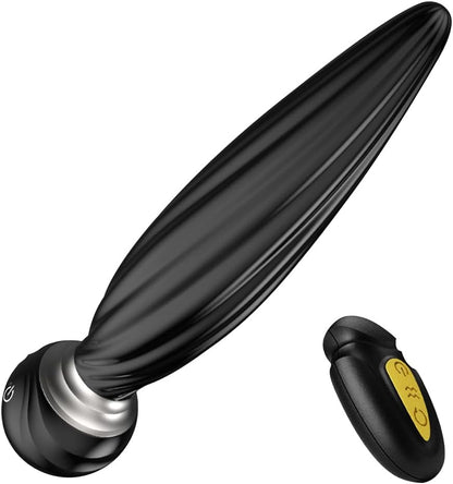 Spiral Prostate Massager Anal Butt Plug with 7 Vibrating & 7 Head Rotating Modes