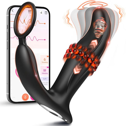 5 IN 1 Anal Vibrator Prostate Massager Butt Plug with 10 Wiggling Thrust Vibrating Modes