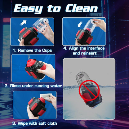 7 IN 1 Automatic Water-Spray Rotating Vibrating Blowjob Sex Machine Penis Stroker Trainer