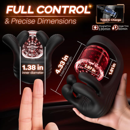 3 IN 1 Penis Trainer Glans Vibrator Stroker Blowjob with 9 Rotation and Vibration Modes