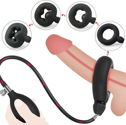 Inflate Bird Rings Ball Air Lock Penis Rings Chastity Cage Male Masturbator