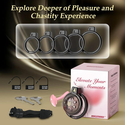 Anti-Slip Belt Flat Chastity Cock Cage Devices Penis Trainer with 6 Sizes Rings