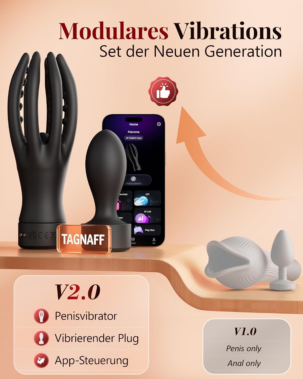 2 IN 1 Penis Trainer Vibrator Set Detachable Anal Plug with 10 Vibration Modes