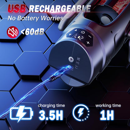 Double-Handle Electric Masturbator Penis Vibrator Trainer with 7 Telescopic Functions