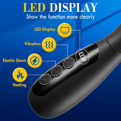 Estim Anal Vibrator Butt Plug Prostate Massager with 5 Electric Shock & 10 Vibrating & 3 Heating