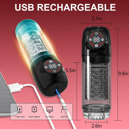 Automatic Masturbator Penis Pump with 6s Vacuum Pump 7 Rotating 7 Sucking 7 Licking