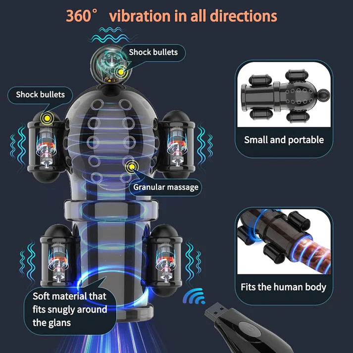 360° Wrapping Glans Vibrator Penis trainer Masturbator with 10 Vibration Modes