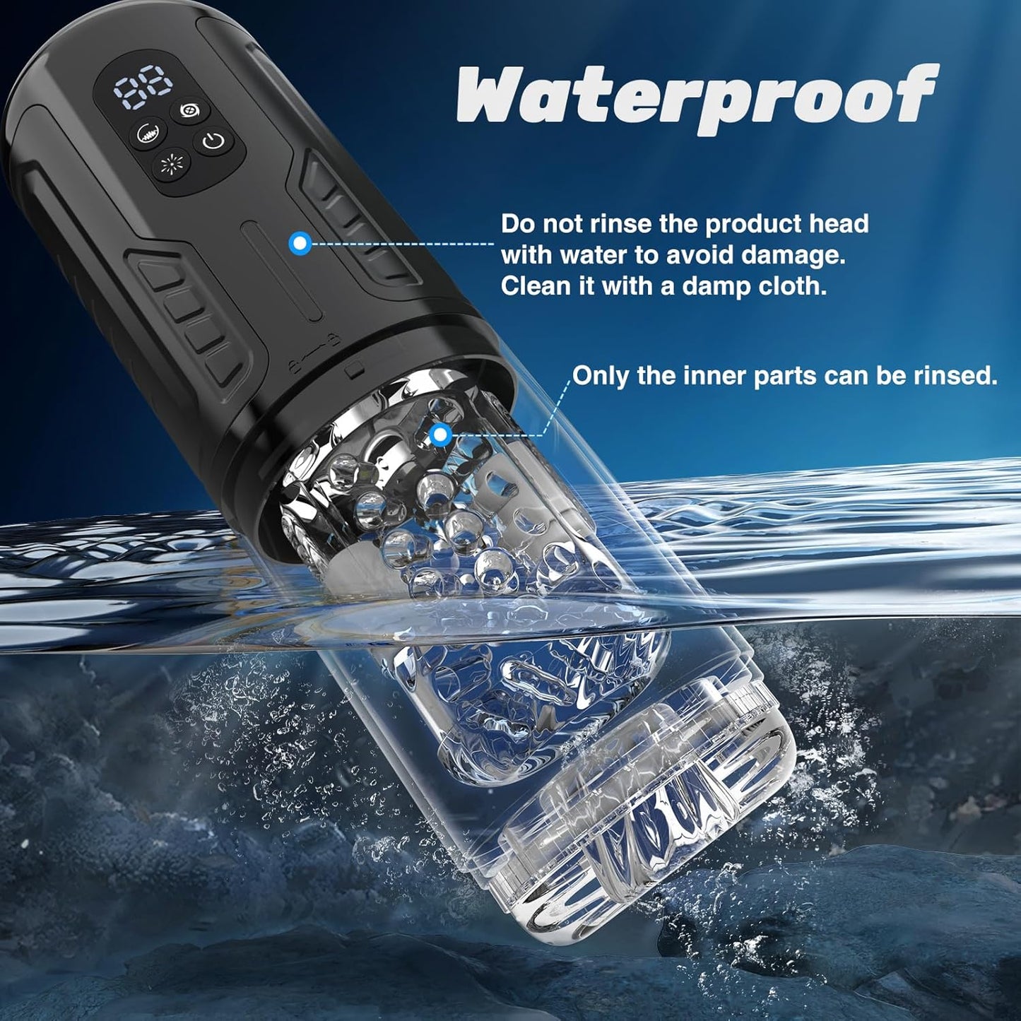 LCD Display Automatic Masturbator Penis Pump with 7 Licking Vibrating Rotating Thrusting