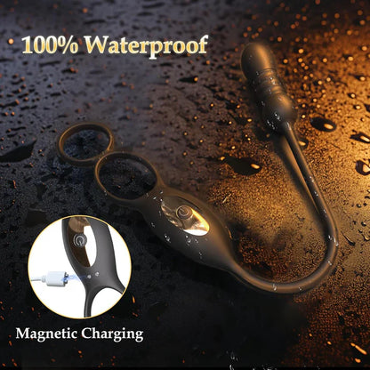 Prostate Massager Anal Vibrator Penis Ring with 9 Shock and Vibration Modes