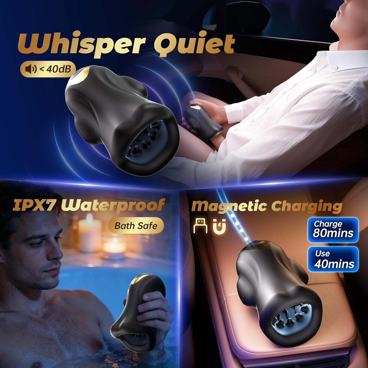 4 IN 1 Penis Trainer Stimulator Blowjob Masturbator with 9 Vibrating Modes & 3 Motors