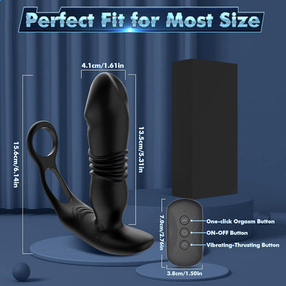 3 Thrust & 12 Vibrating Thrusting Anal Vibrator Male Sex Toys for Men Prostate Massager